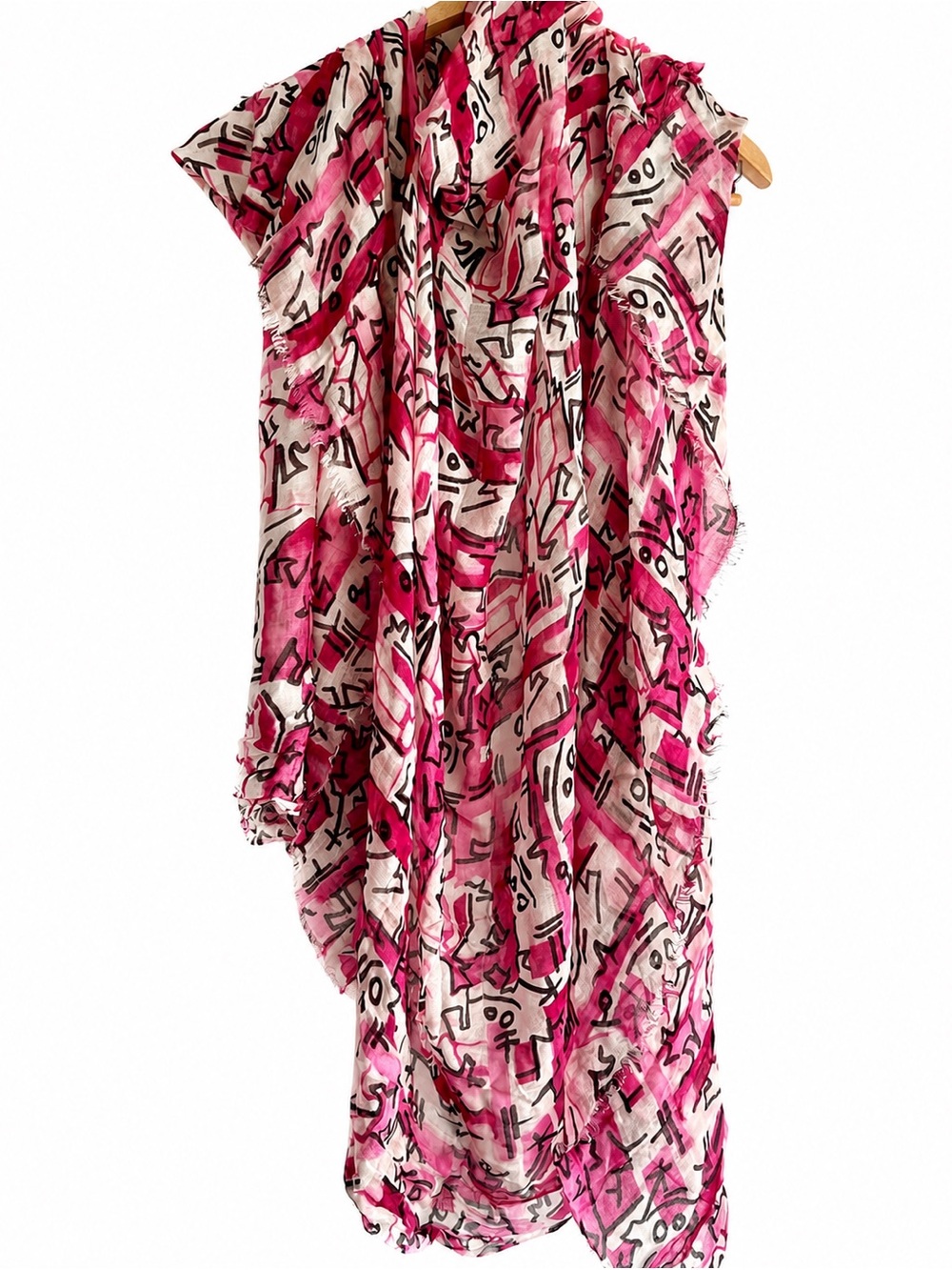 Italian Made Modal Cashmere Scarf | Oscar de la Renta Print Shocking Pink